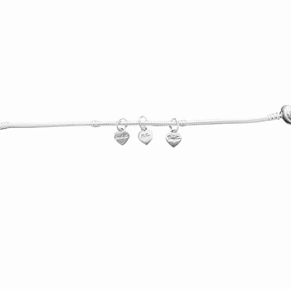 3 Silver Heart Charms for Pandora Bracelet - Picture 1 of 2